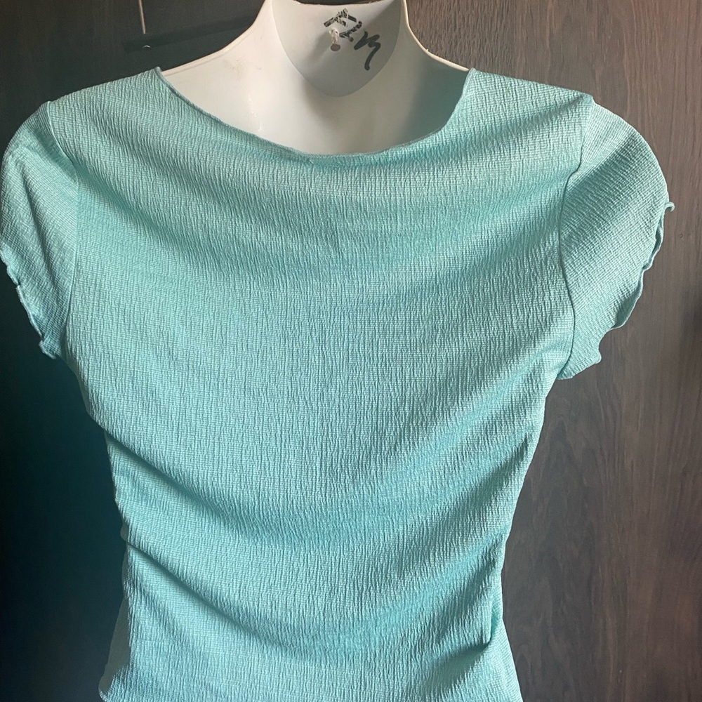 Abound Mint Ruched V-Neck Drawstring Crop Top - Picture 5 of 8